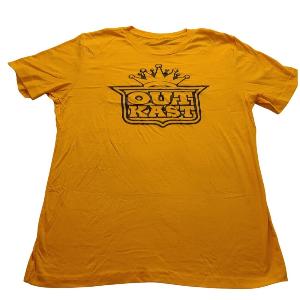 OutKast Graphic T-Shirt Yellow Black Crown Logo Hip Hop Rap Tee Men's Medium